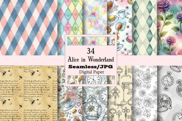 Alice in Wonderland Patterns Pack: Your Portal to a Modern Creative Wonderland