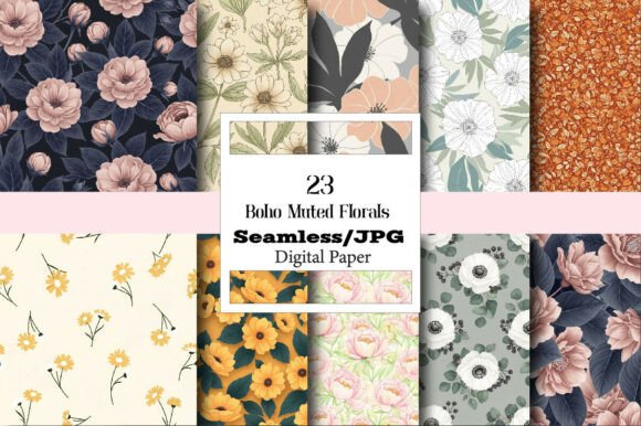 Boho Muted Florals Digital Paper Pack: A Versatile Asset for Modern Creators