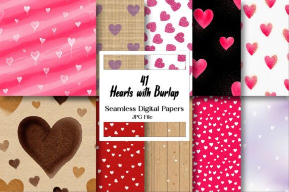 Bringing a Touch of Cozy Charm: Hearts with Burlap Digital Paper