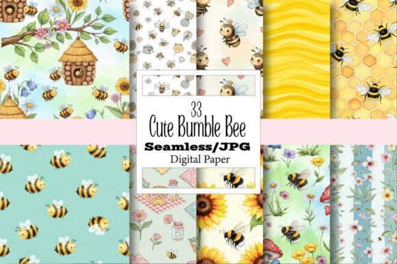 Cute Bumble Bee Digital Paper: Your Creative Toolkit