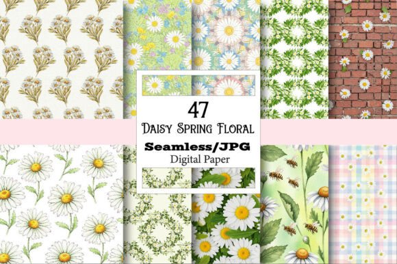 Daisy Spring Floral Seamless Pattern