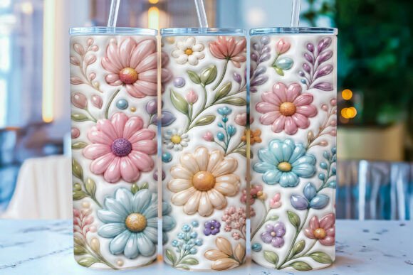 Inflated Pastel Floral Tumbler Wrap PNG: Elevating Everyday Drinkware
