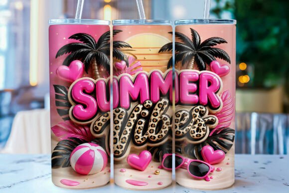 Inflated Summer Vibes 20 Oz Tumbler Wrap: A Design for Trendy Drinkware