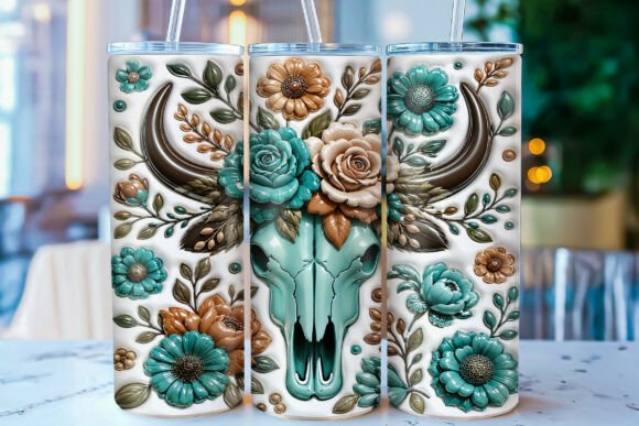 Inflated Western Bull Skull Tumbler Wrap