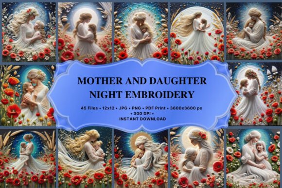 Mother and Daughter Night Embroidery: A Creative Collection