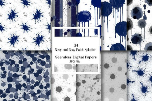 Navy and Gray Paint Splatter Backgrounds: A Versatile Digital Asset for Creators