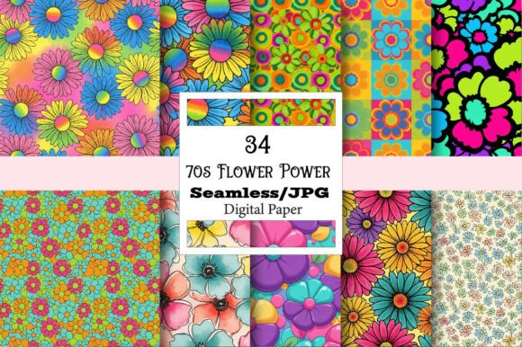 The 70s Flower Power Digital Paper Pack: A Versatile Toolkit for Modern Creativity