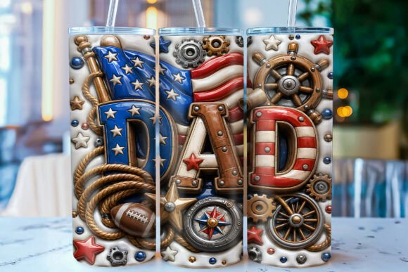 The Ultimate Gift for Patriotic Dads: The Inflated Patriotic Dad Tumbler Wrap PNG