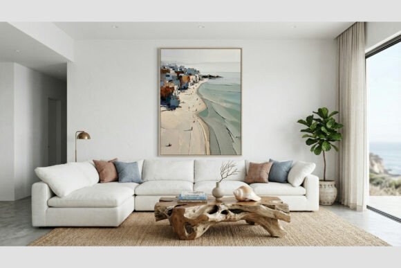 Transform Your Space with Mediterranean Beach Impasto Art