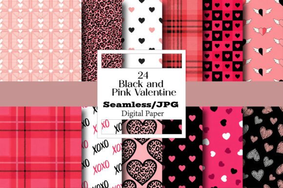 Unlock Your Creativity with Black and Pink Valentine Pattern Paper